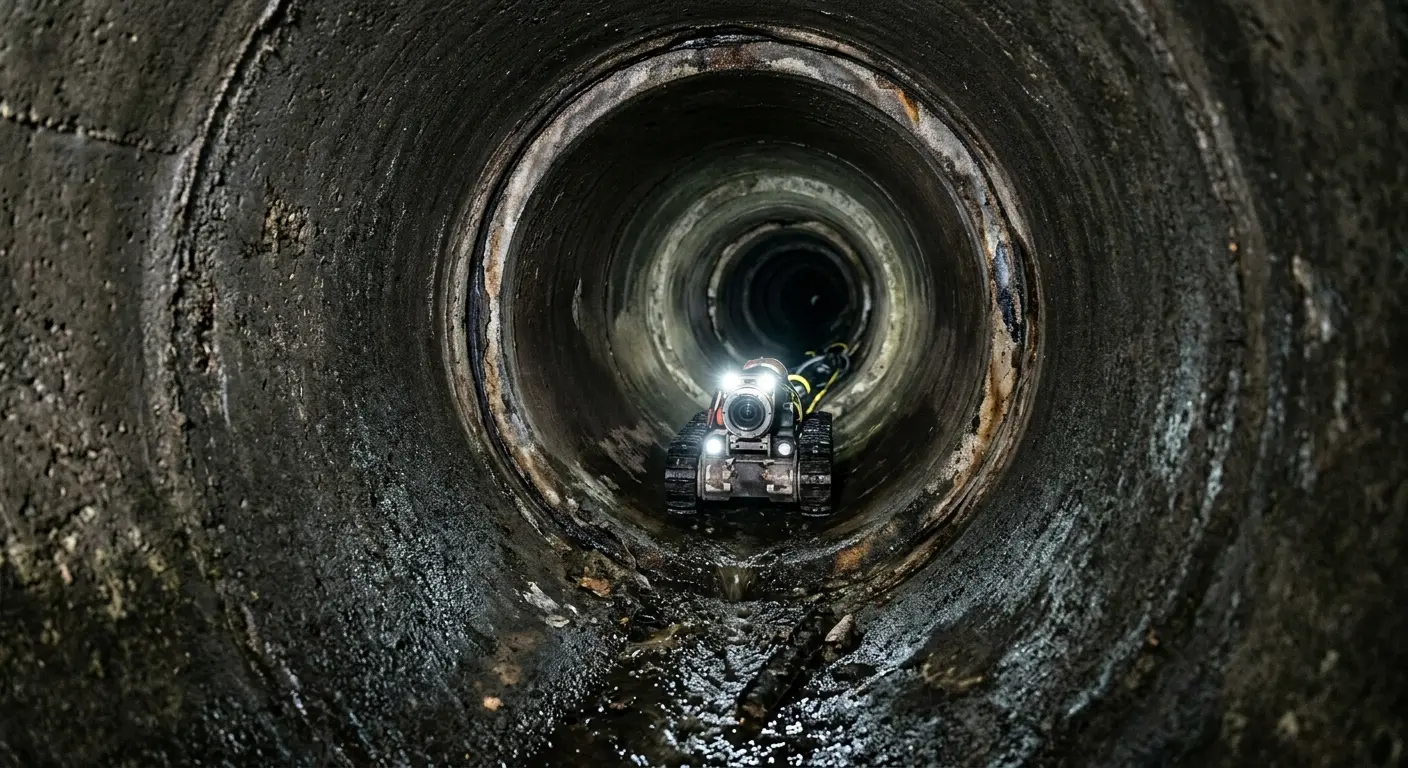 Robotic sewer camera inspecting pipe interior for Drain Snake Service in Gardnerville